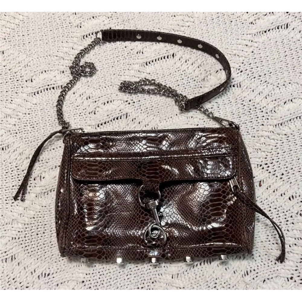 Rebecca Minkoff Leather Reptile Pattern Crossbody Handbag Purse